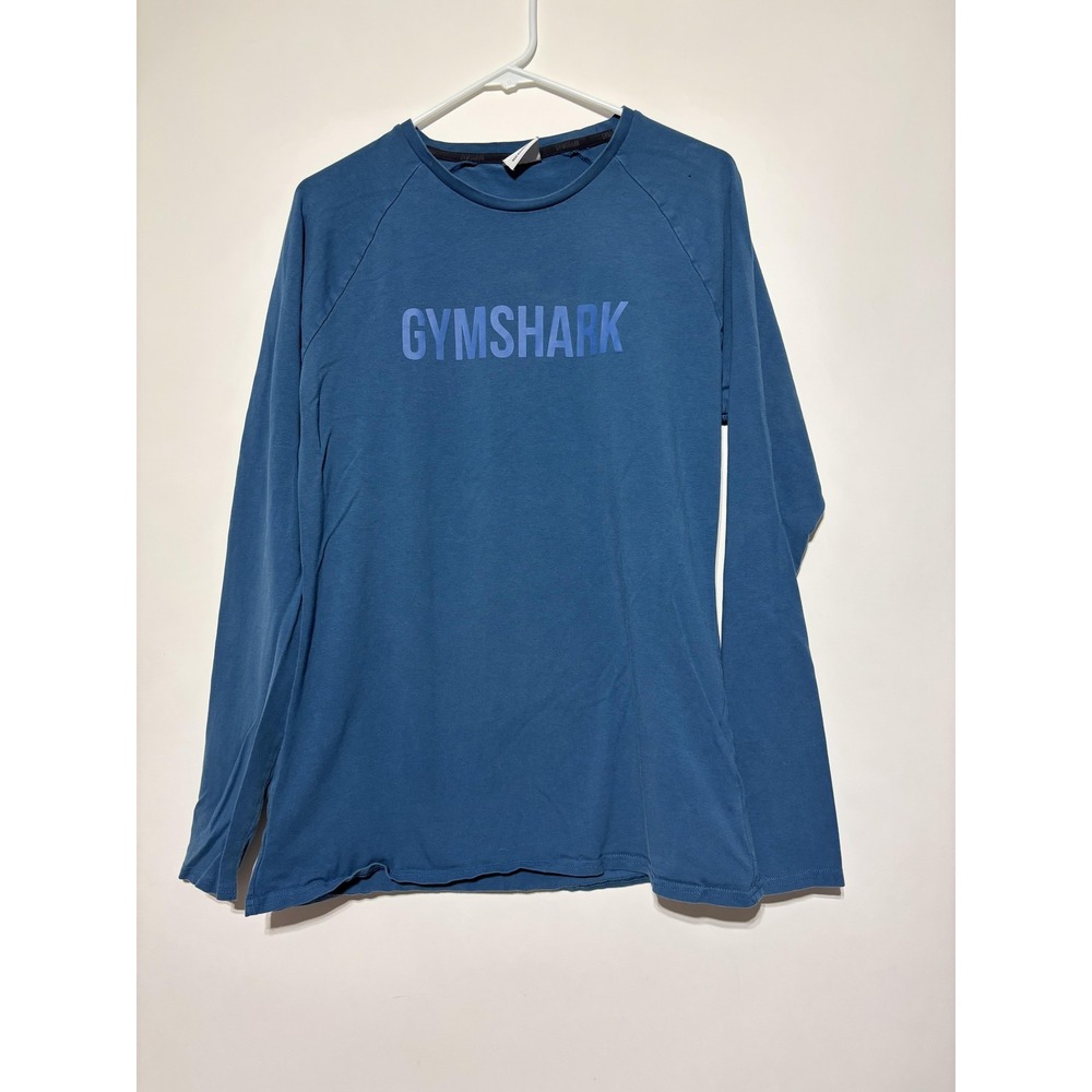 Gymshark Mens XL Blue Apollo Long Sleeve Logo Athletic Workout Training Top